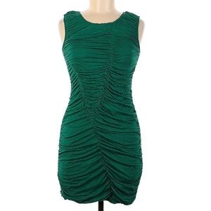 Snap bodycon Rouched green sleeveless sexy little mini dress medium women’s